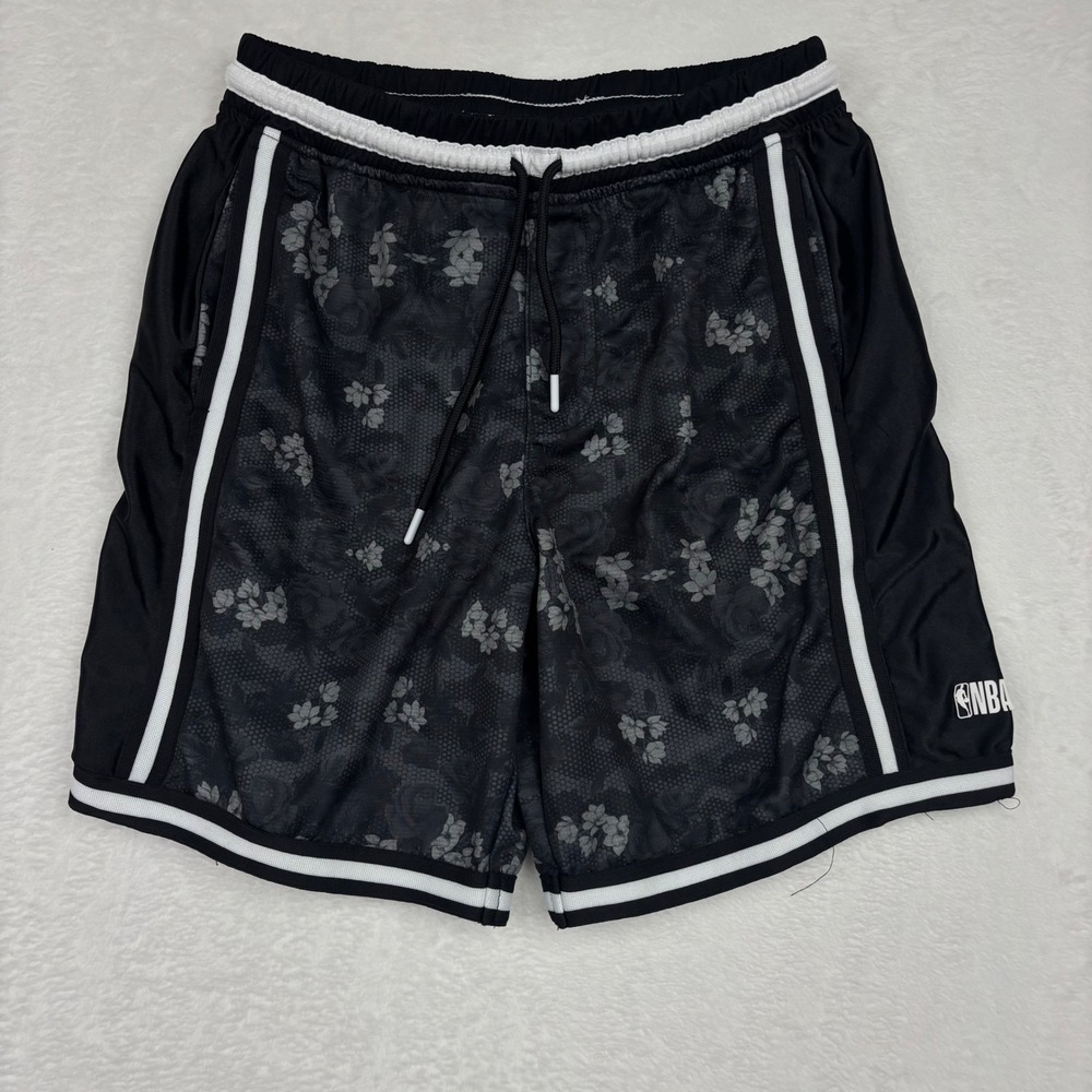 NBA Mens Basketball Shorts Medium Black Floral Honeycomb Mesh
